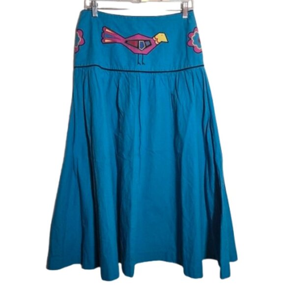 Vintage Sharon Young Embroidered Cotton A Line Midi Skirt Western Country 10 - Picture 1 of 12